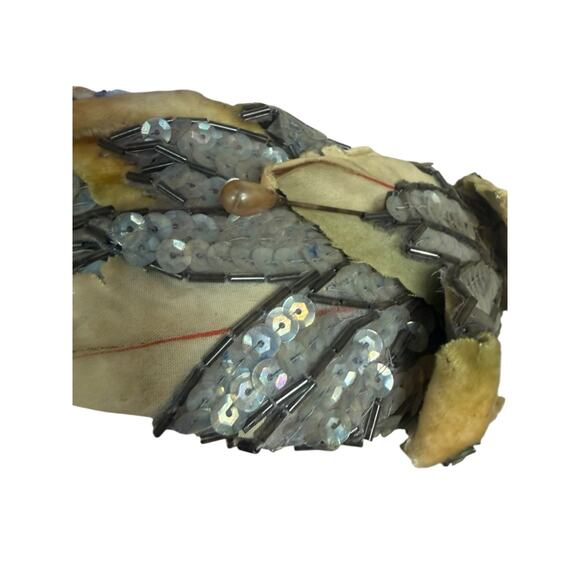 Vtg 1930s Juliet Cap Sequin Beaded Leaf Applique Evening Hat Flapper Couture main image 5